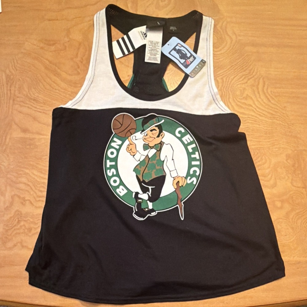 Adidas Boston Celtics Womens M Racerback Tank Top Black NBA Basketball NWT